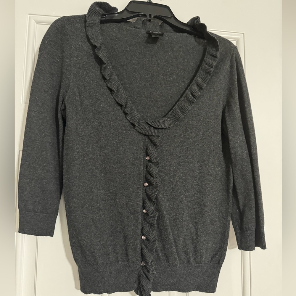 Ann Taylor cardigan, size small, gray, lightly worn, great condition!